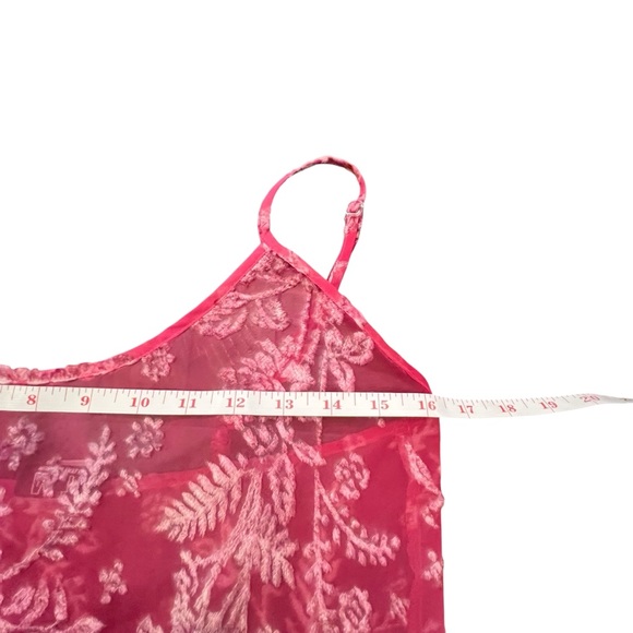 VTG Morgan Taylor Intimates Sleepwear Slip Dress Pink Velvet Burnout Sheer Small - Picture 10 of 14
